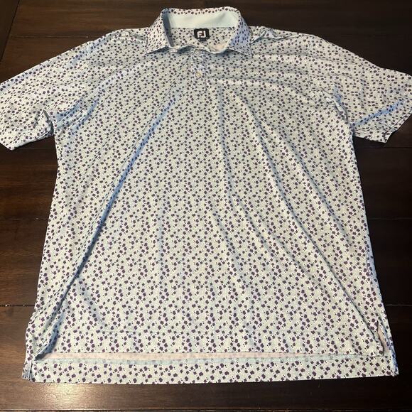 FootJoy Other - FootJoy Polo Shirt Mens XL Purple Floral Print Golf Performance Stretch Raglan